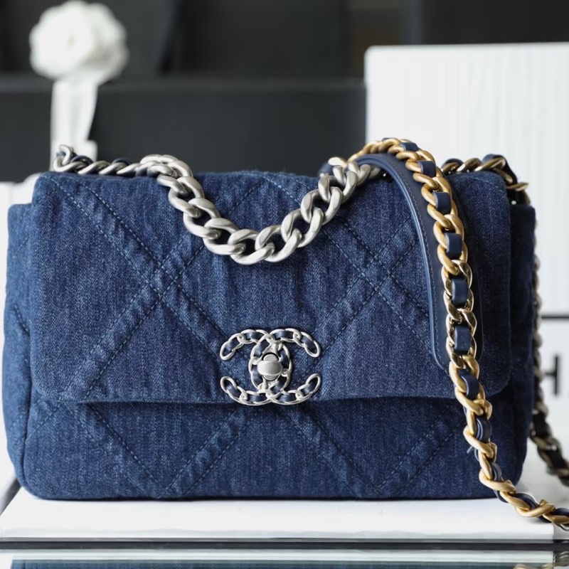 🧿CHANEL香奈兒19bag丹寜牛仔鏈條包小號🧿-17