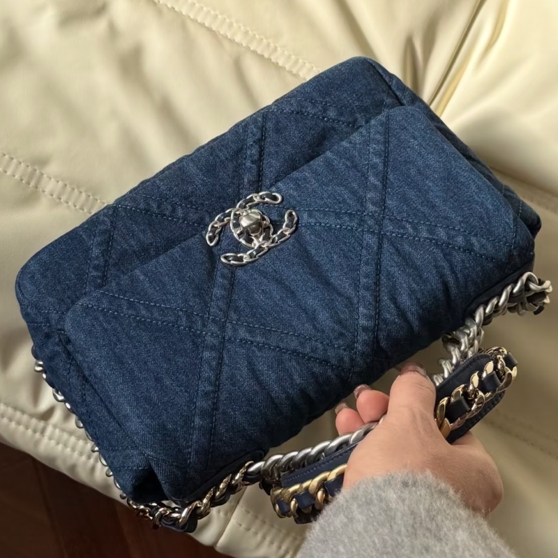 🧿CHANEL香奈兒19bag丹寜牛仔鏈條包小號🧿-18