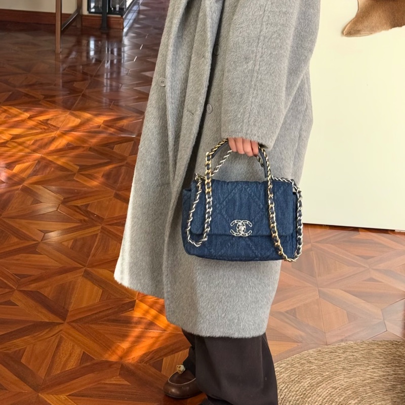 🧿CHANEL香奈兒19bag丹寜牛仔鏈條包小號🧿-23