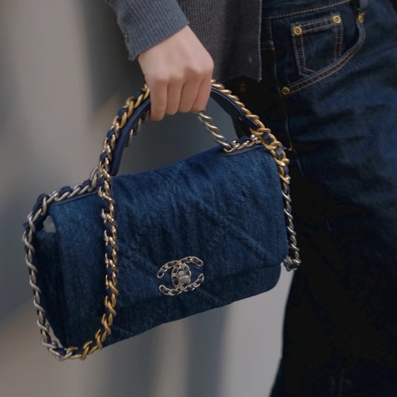 🧿CHANEL香奈兒19bag丹寜牛仔鏈條包小號🧿-25