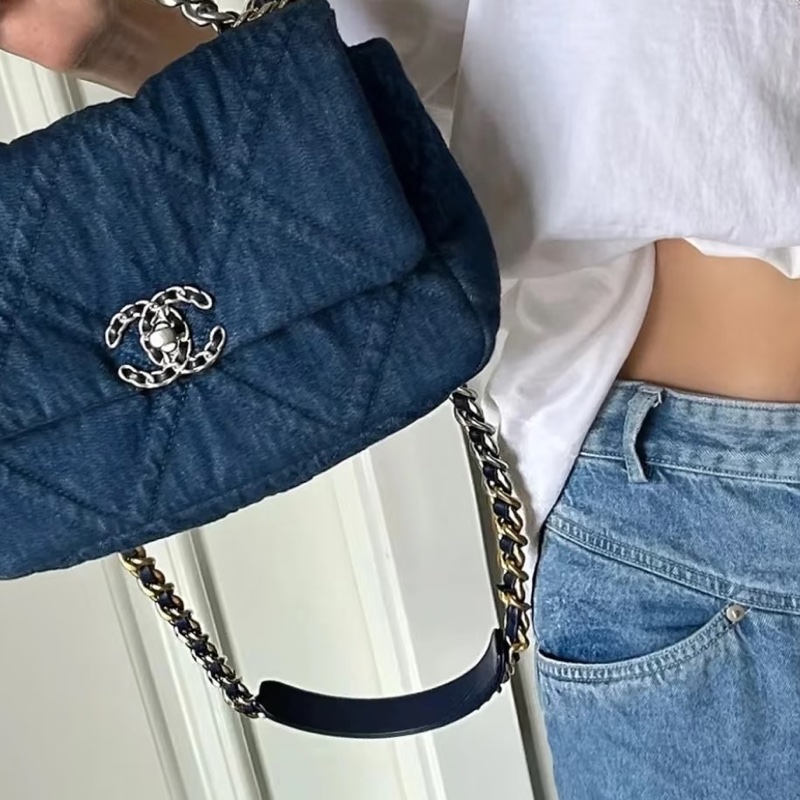 🧿CHANEL香奈兒19bag丹寜牛仔鏈條包小號🧿-27