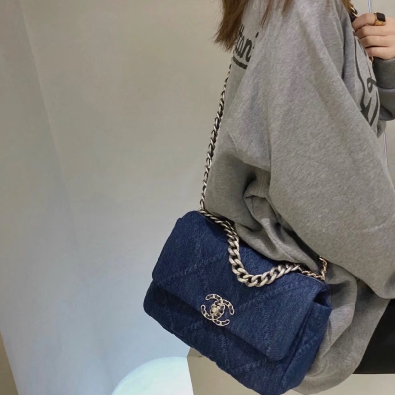 🧿CHANEL香奈兒19bag丹寜牛仔鏈條包小號🧿-31