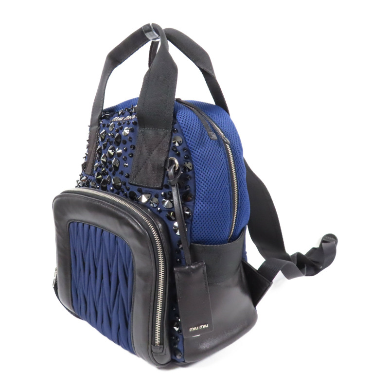 藍色 Matelasse 帆布 後背包【MIU MIU 繆繆】-2