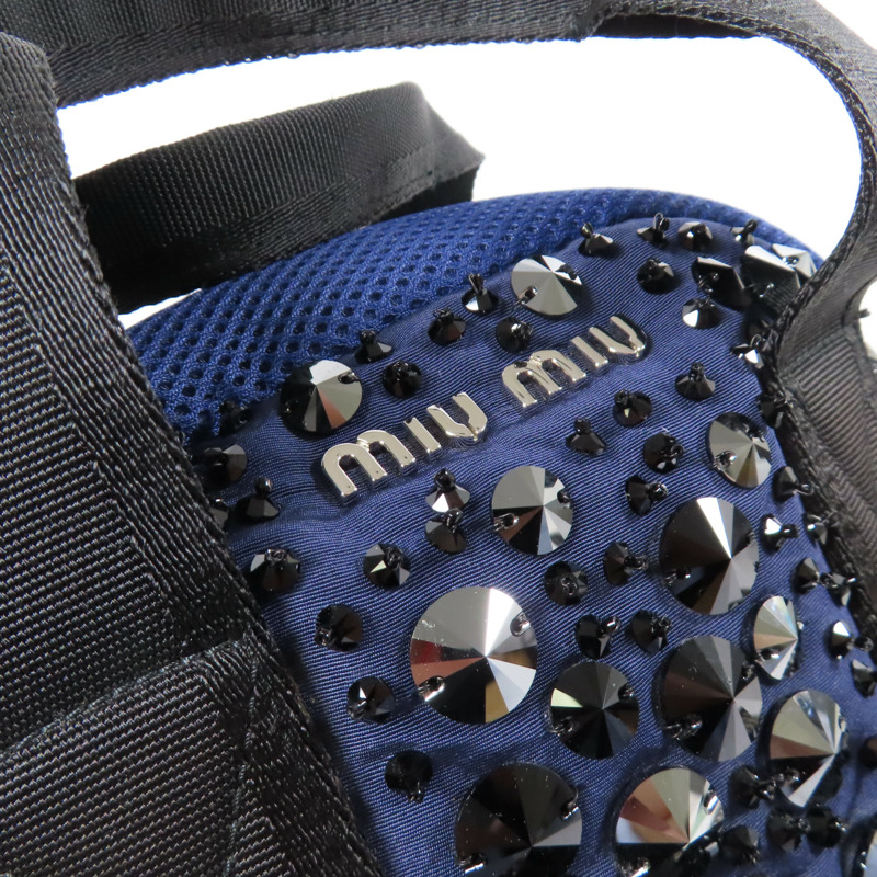 藍色 Matelasse 帆布 後背包【MIU MIU 繆繆】-9