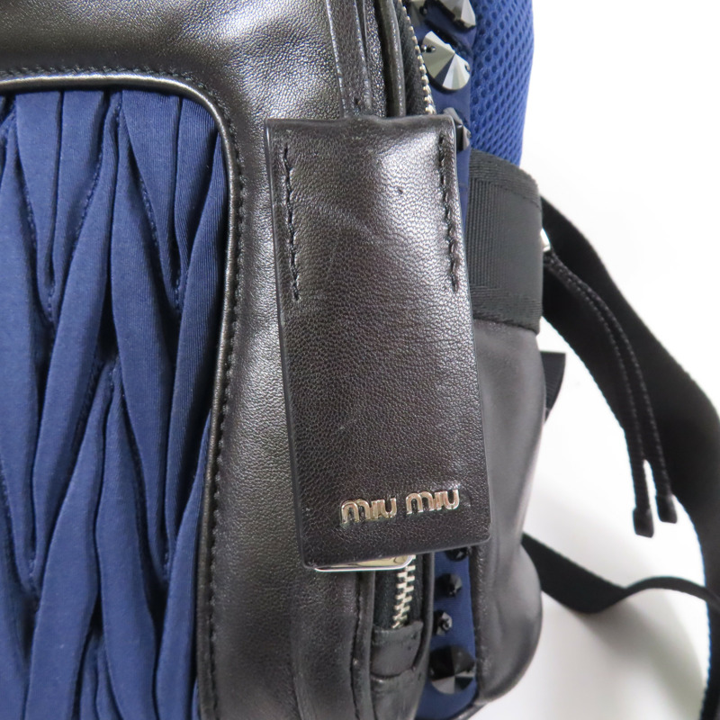 藍色 Matelasse 帆布 後背包【MIU MIU 繆繆】-14