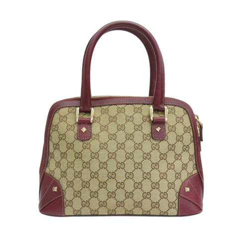 紅/棕色 GG帆布 鉚釘 手提包【GUCCI 古馳】 131023
