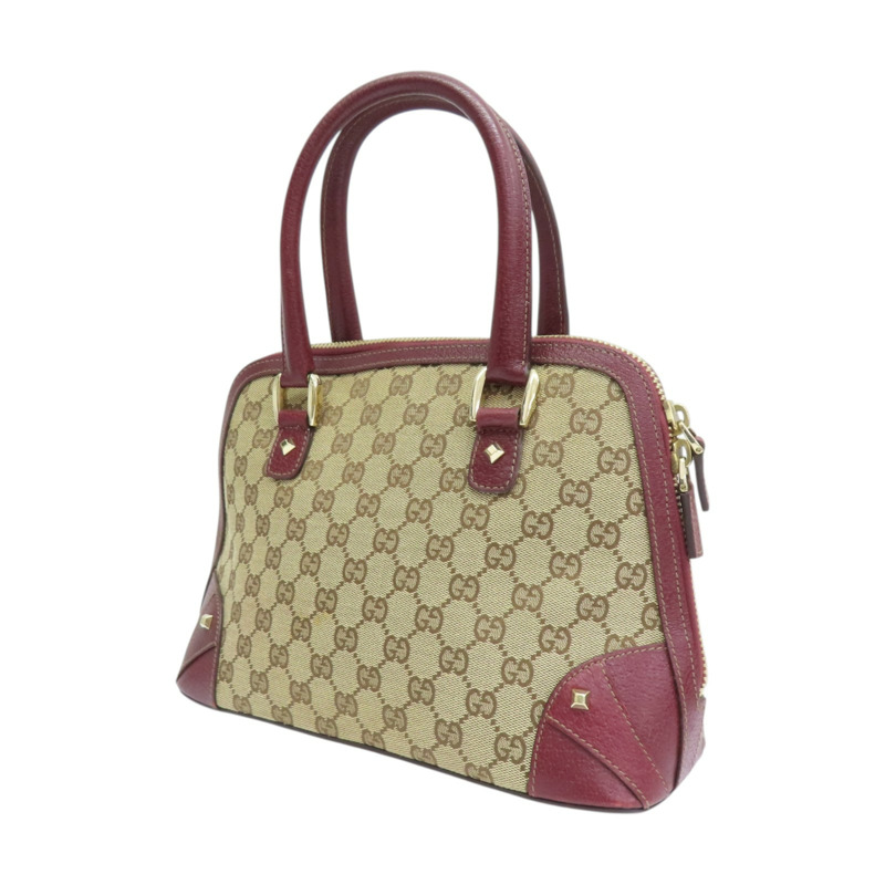 紅/棕色 GG帆布 鉚釘 手提包【GUCCI 古馳】 131023-2