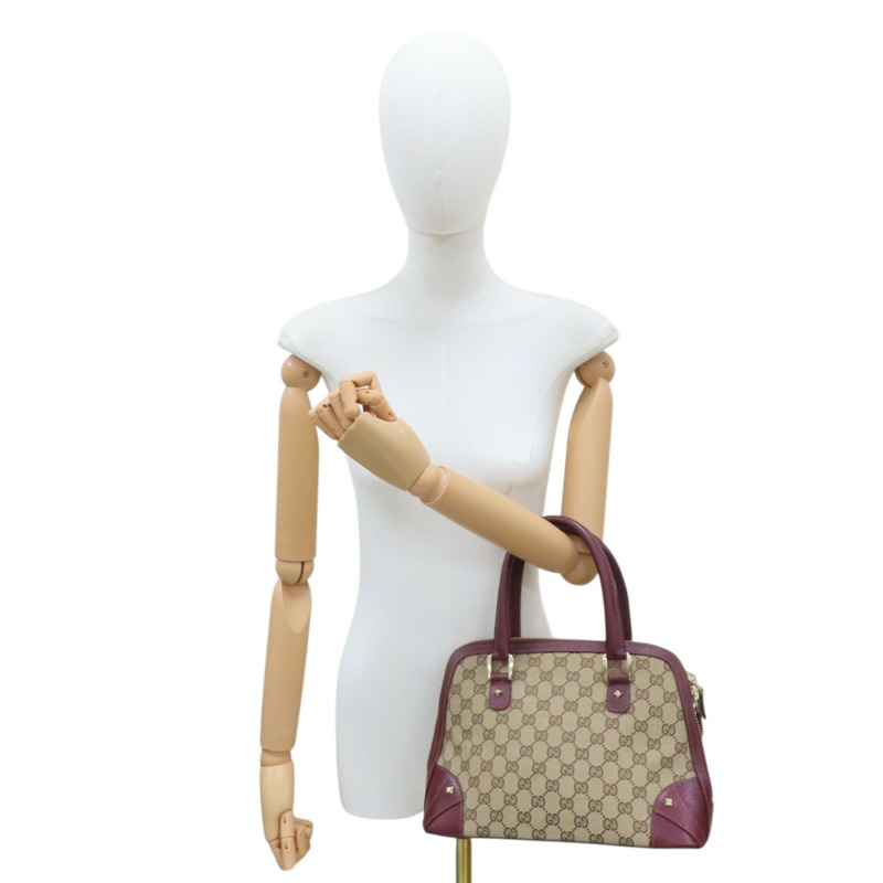 紅/棕色 GG帆布 鉚釘 手提包【GUCCI 古馳】 131023-8