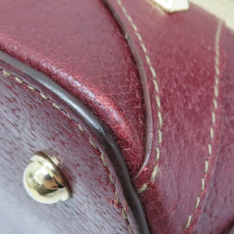 紅/棕色 GG帆布 鉚釘 手提包【GUCCI 古馳】 131023-9