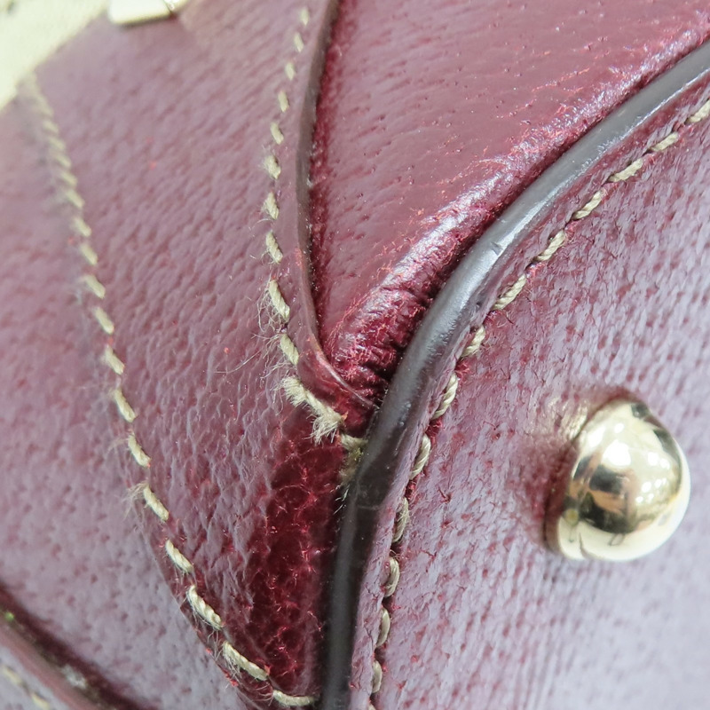 紅/棕色 GG帆布 鉚釘 手提包【GUCCI 古馳】 131023-10