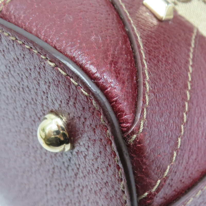 紅/棕色 GG帆布 鉚釘 手提包【GUCCI 古馳】 131023-11