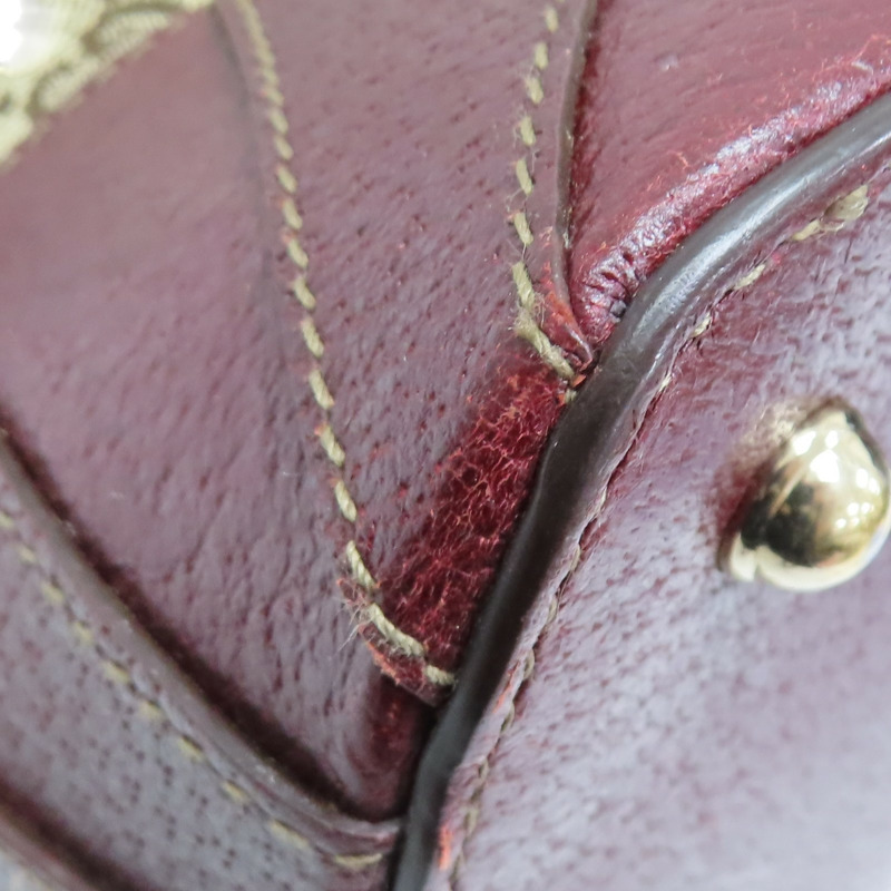 紅/棕色 GG帆布 鉚釘 手提包【GUCCI 古馳】 131023-12