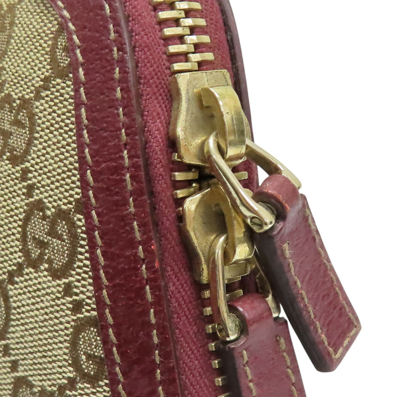 紅/棕色 GG帆布 鉚釘 手提包【GUCCI 古馳】 131023-13