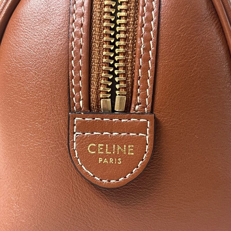 Celine光滑小牛皮皮革Boston 小號波士頓包 棕黃色-2