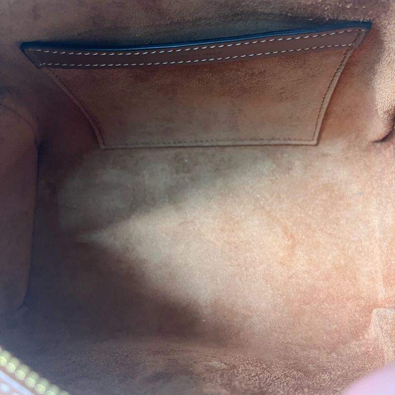 Celine光滑小牛皮皮革Boston 小號波士頓包 棕黃色-3