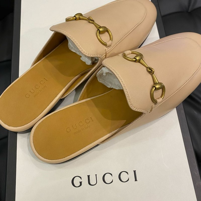 💎Han's house精品服飾💎GUCCI 真皮 樂福鞋 半拖鞋 423513 現貨 35 原價26600-1