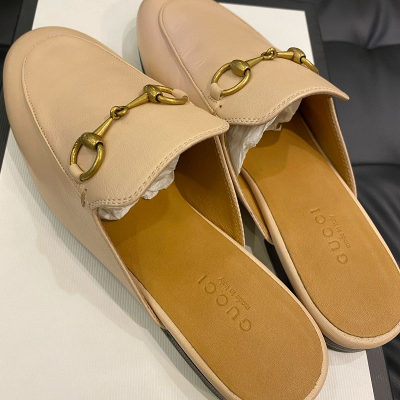 💎Han's house精品服飾💎GUCCI 真皮 樂福鞋 半拖鞋 423513 現貨 35 原價26600-3