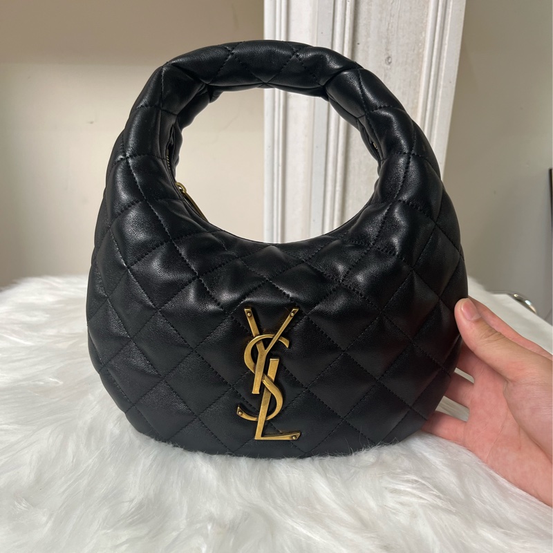 聖羅蘭YSL Icarino絎縫納帕手袋 小號 黑金色-0