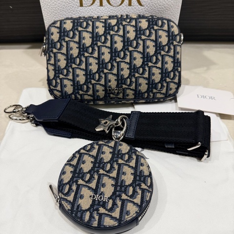 Dior Oblique 經典老花緹花二合一斜背包