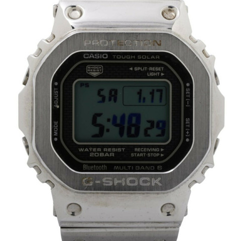 卡西歐 G-SHOCK 全金屬 5000 系列 GMW-B5000D-1JF 黑色銀色不銹鋼男士數位手錶