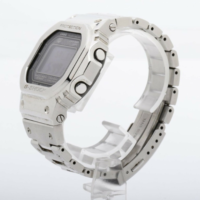 卡西歐 G-SHOCK 全金屬 5000 系列 GMW-B5000D-1JF 黑色銀色不銹鋼男士數位手錶-1