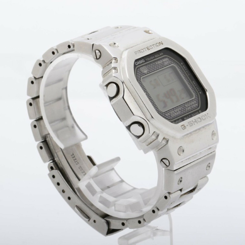 卡西歐 G-SHOCK 全金屬 5000 系列 GMW-B5000D-1JF 黑色銀色不銹鋼男士數位手錶-2