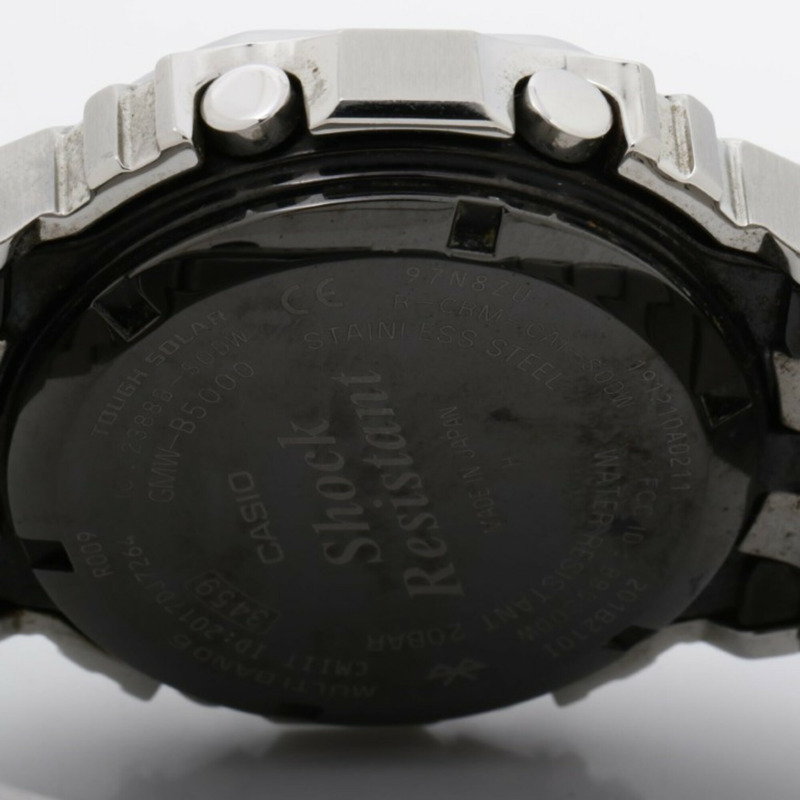 卡西歐 G-SHOCK 全金屬 5000 系列 GMW-B5000D-1JF 黑色銀色不銹鋼男士數位手錶-3