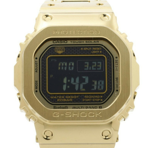 卡西歐 G-SHOCK 全金屬 5000 系列 GMW-B5000GD-9JF 黑金不鏽鋼男士數位手錶