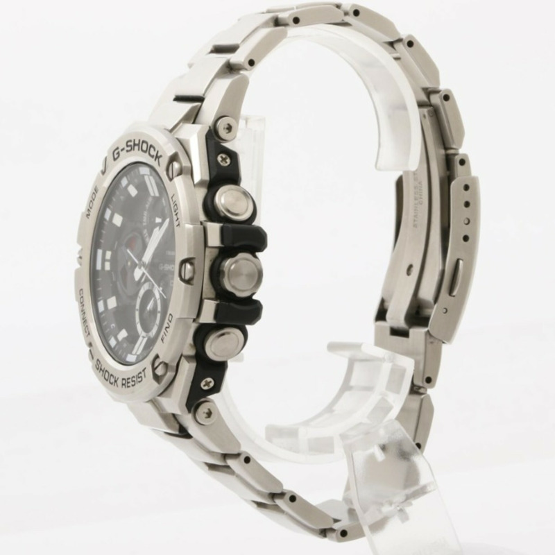 卡西歐 G-SHOCK G-STEEL GST-B100 系列 GST-B100D-1AJF 黑色銀色樹脂/不鏽鋼男士模擬手錶-1