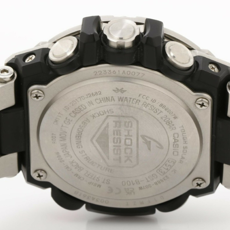 卡西歐 G-SHOCK G-STEEL GST-B100 系列 GST-B100D-1AJF 黑色銀色樹脂/不鏽鋼男士模擬手錶-3