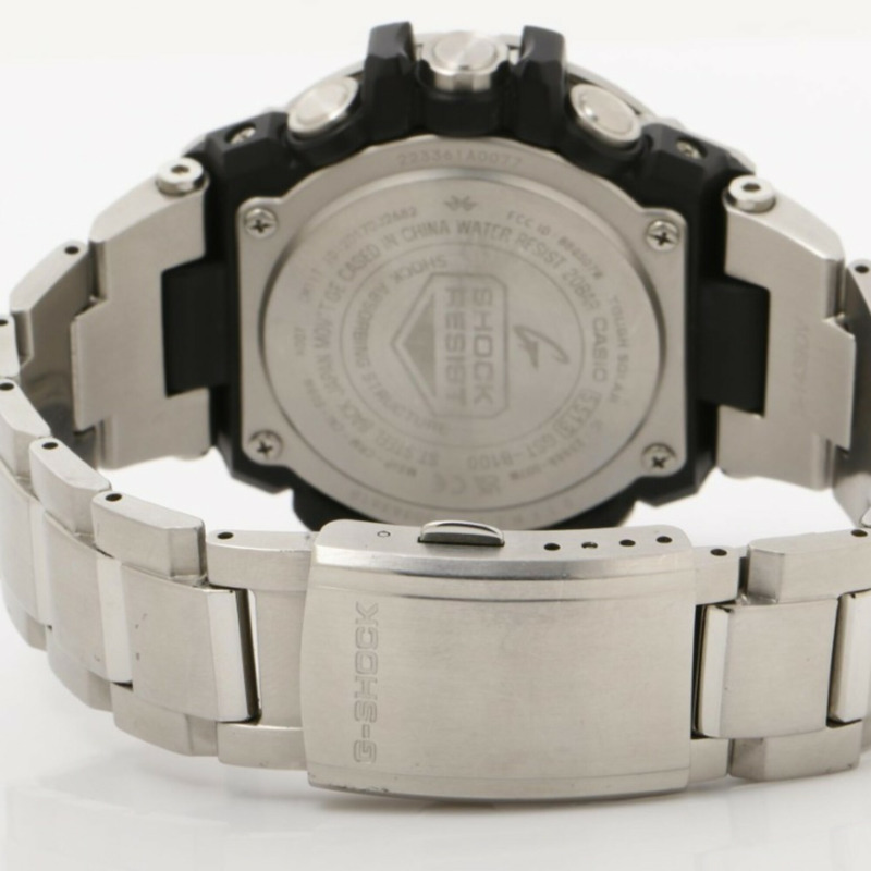 卡西歐 G-SHOCK G-STEEL GST-B100 系列 GST-B100D-1AJF 黑色銀色樹脂/不鏽鋼男士模擬手錶-4