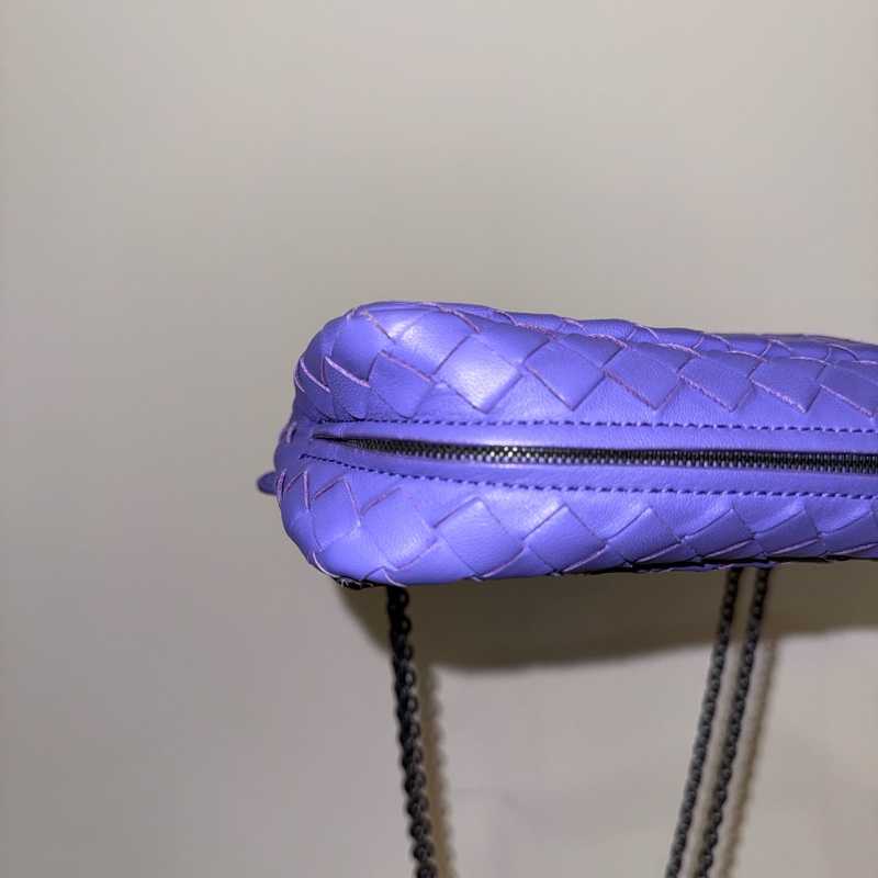 Bottega Veneta小羊皮編織鏈條包 紫灰色-9