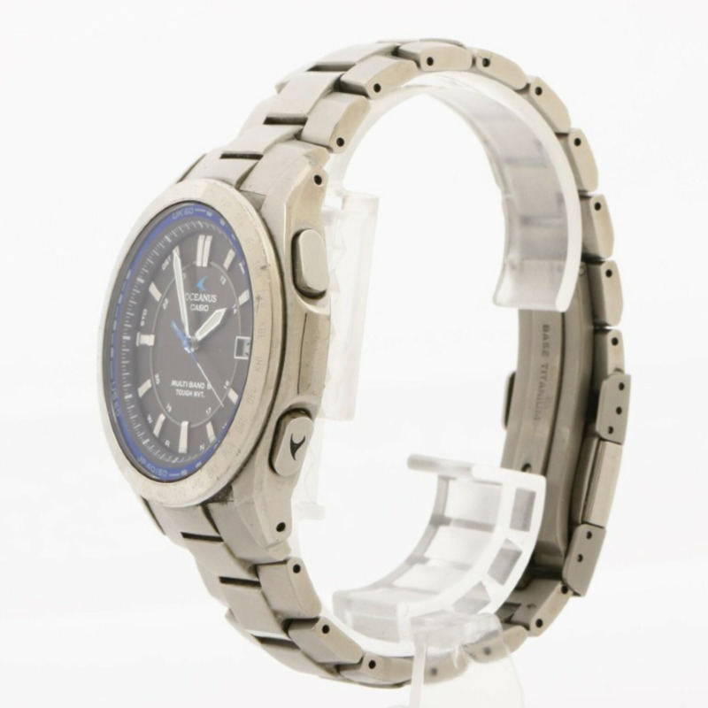 卡西歐 Oceanus OCW-T100 黑色銀色鈦金屬男士模擬腕錶-1