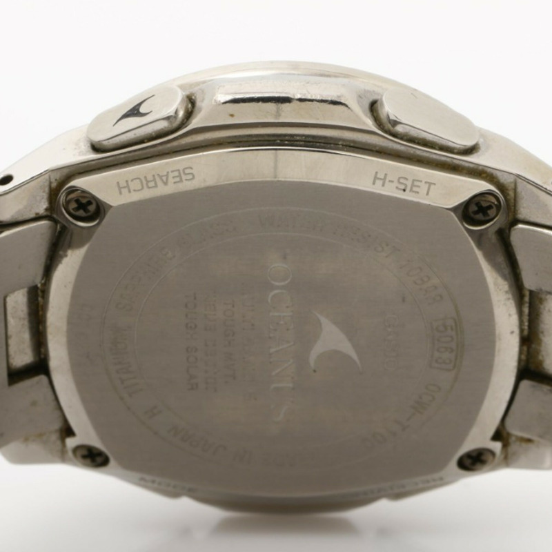 卡西歐 Oceanus OCW-T100 黑色銀色鈦金屬男士模擬腕錶-3