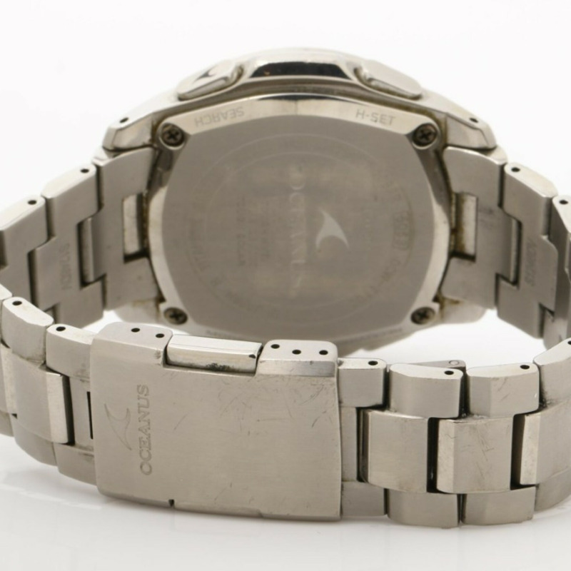 卡西歐 Oceanus OCW-T100 黑色銀色鈦金屬男士模擬腕錶-4