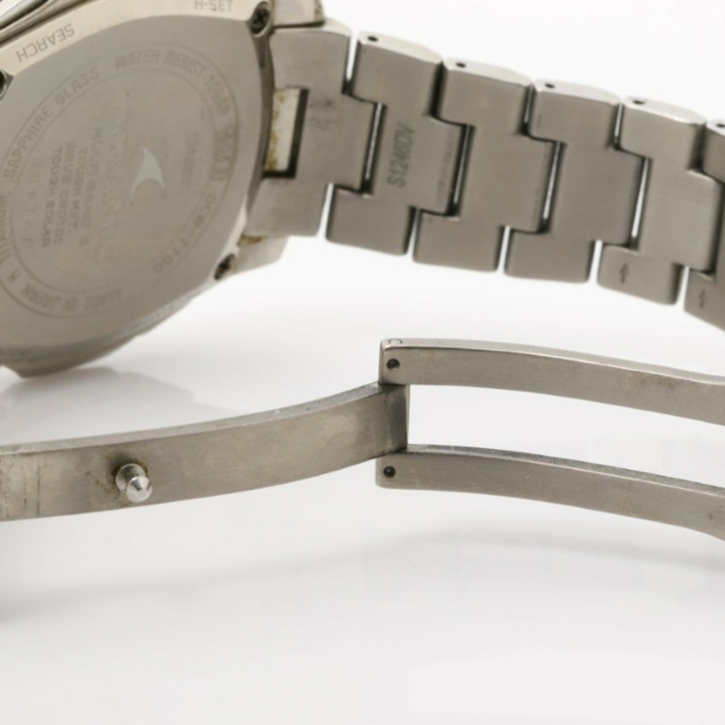 卡西歐 Oceanus OCW-T100 黑色銀色鈦金屬男士模擬腕錶-5