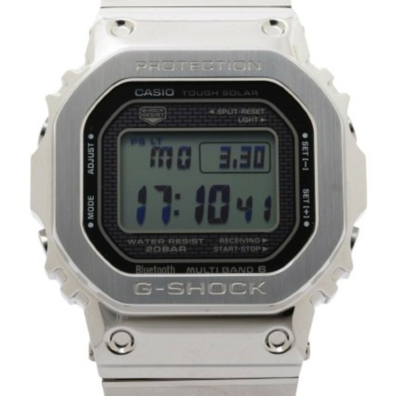 卡西歐 G-SHOCK 全金屬 5000 系列 GMW-B5000D-1JF 黑色銀色不銹鋼男士數位手錶-0