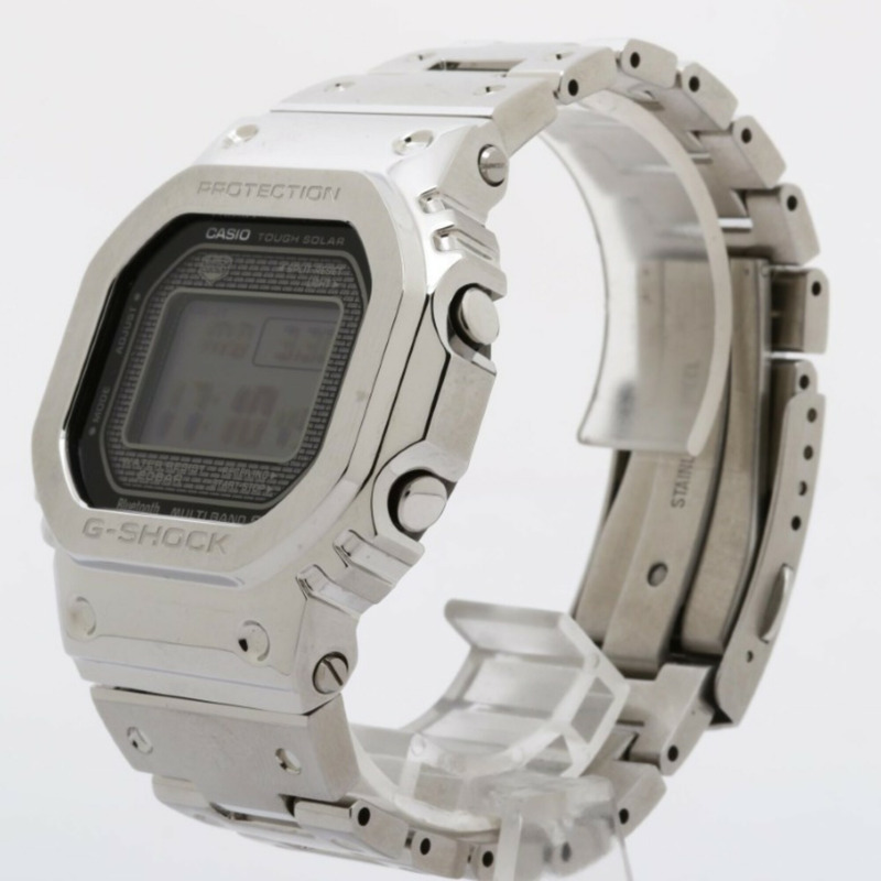 卡西歐 G-SHOCK 全金屬 5000 系列 GMW-B5000D-1JF 黑色銀色不銹鋼男士數位手錶-1