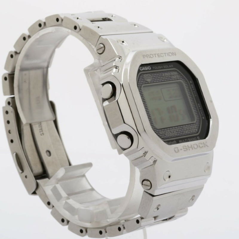 卡西歐 G-SHOCK 全金屬 5000 系列 GMW-B5000D-1JF 黑色銀色不銹鋼男士數位手錶-2