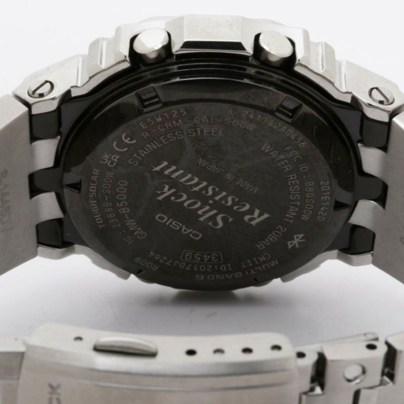 卡西歐 G-SHOCK 全金屬 5000 系列 GMW-B5000D-1JF 黑色銀色不銹鋼男士數位手錶-3