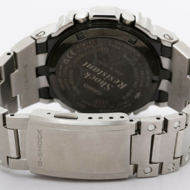 卡西歐 G-SHOCK 全金屬 5000 系列 GMW-B5000D-1JF 黑色銀色不銹鋼男士數位手錶-4