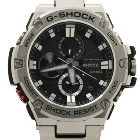 卡西歐 G-SHOCK G-STEEL GST-B100 系列 GST-B100D-1AJF 黑色銀色樹脂/不鏽鋼男士模擬手錶