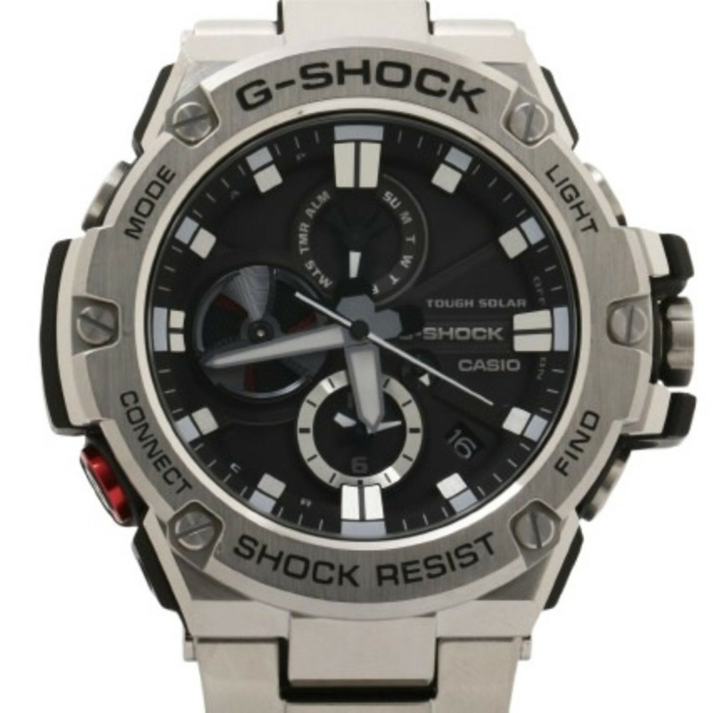 卡西歐 G-SHOCK G-STEEL GST-B100 系列 GST-B100D-1AJF 黑色銀色樹脂/不鏽鋼男士模擬手錶-0