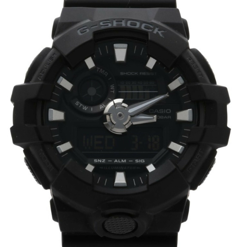 卡西歐 G-SHOCK GA-700 系列 GA-700-1BJF 黑色樹脂男士手錶（指針/數位雙顯）-0