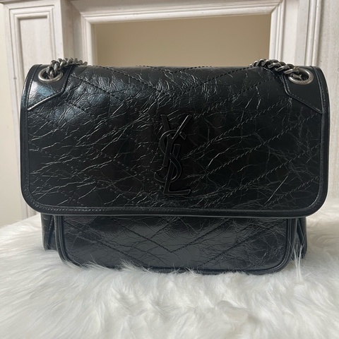 聖羅蘭YSL Niki Medium復古皮革包 中號 黑色