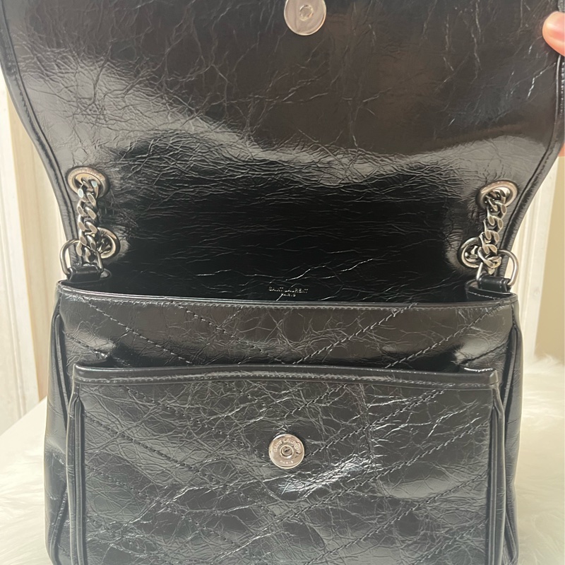 聖羅蘭YSL Niki Medium復古皮革包 中號 黑色-1