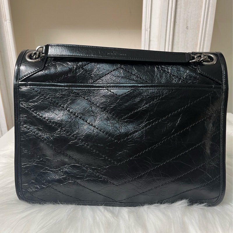 聖羅蘭YSL Niki Medium復古皮革包 中號 黑色-3