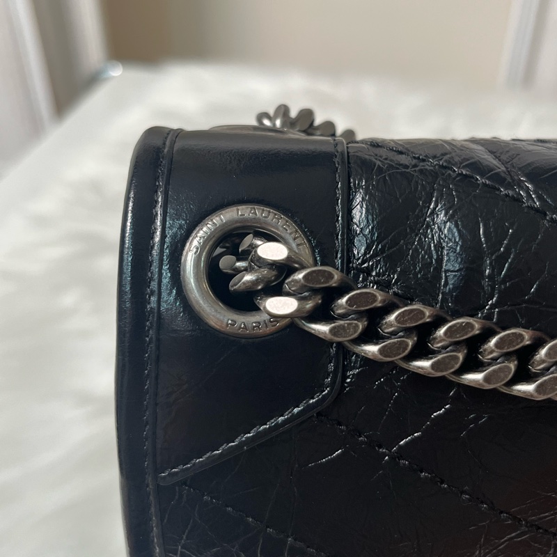 聖羅蘭YSL Niki Medium復古皮革包 中號 黑色-6