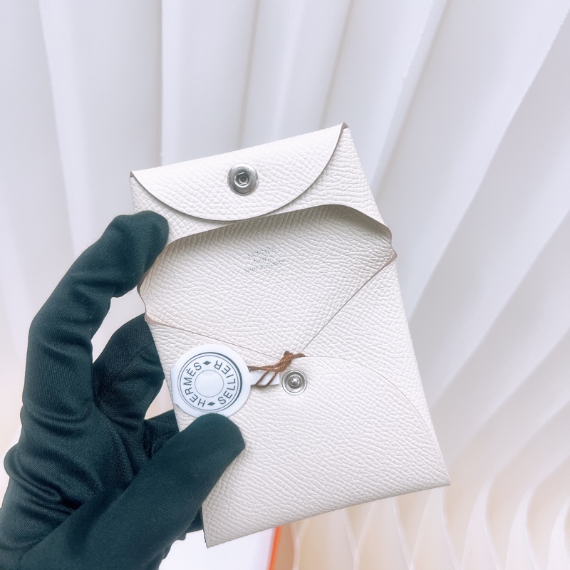 全新 Hermes bastia 奶昔白零錢包-2