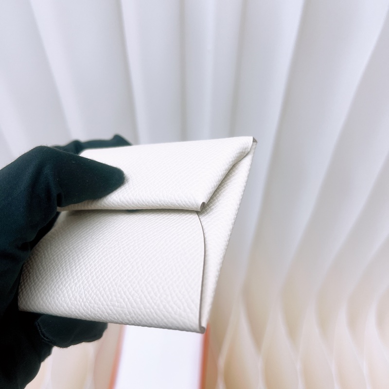 全新 Hermes bastia 奶昔白零錢包-3